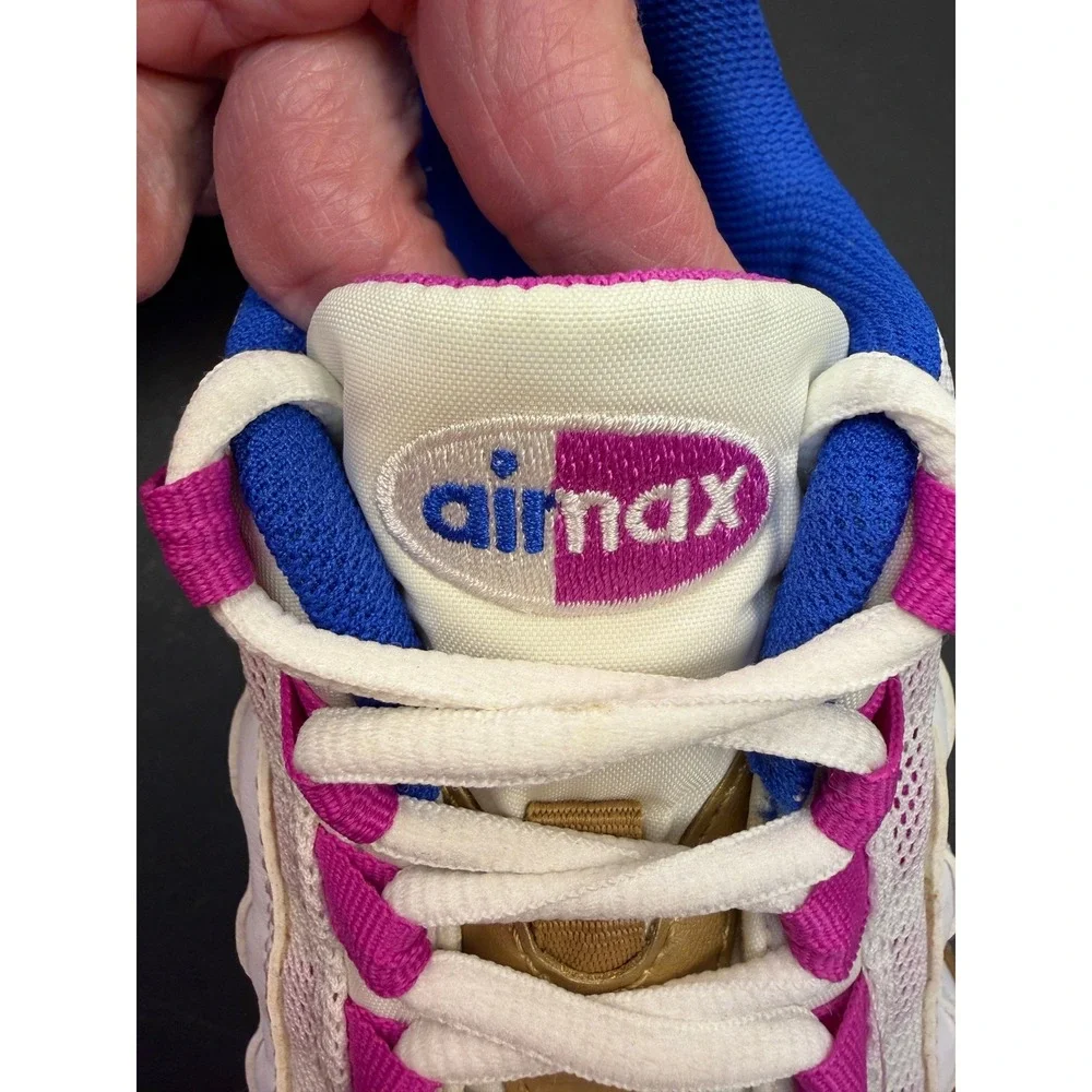 Nike Air Max 95 Gold Pink Blue Sneakers Retro Running Shoes 7Y Women‎ 8.5